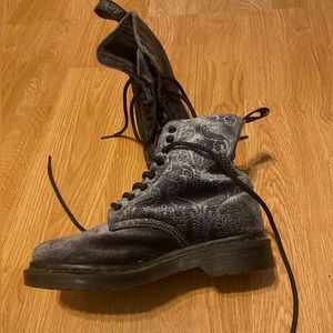 Doc Marten Blue Velvet Combat Boots